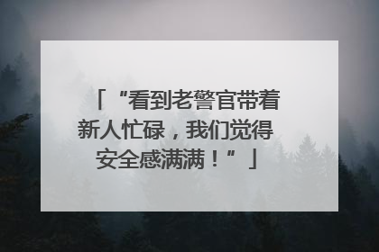 “看到老警官带着新人忙碌，我们觉得安全感满满！”