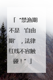 “禁渔期不是‘自由期’，法律红线不容触碰！”