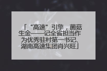 “高速”引擎，菌菇生金——记全省担当作为优秀驻村第一书记、湖南高速集团肖兴旺