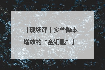 现场评｜多些降本增效的“金钥匙”