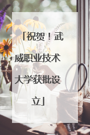 祝贺！武威职业技术大学获批设立