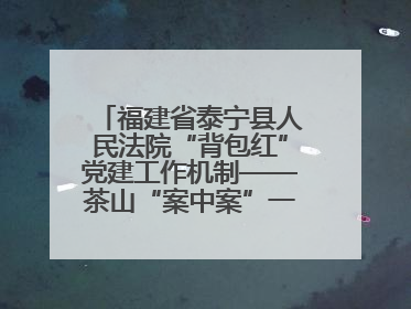 福建省泰宁县人民法院“背包红”党建工作机制——茶山“案中案”一揽子了结