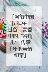 网络中国节·端午丨甘谷：麦香里的“谷角儿” 传承千年的亲情纽带
