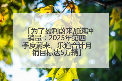 为了盈利蔚来加速冲销量：2025年第四季度蔚来、乐道合计月销目标达5万辆