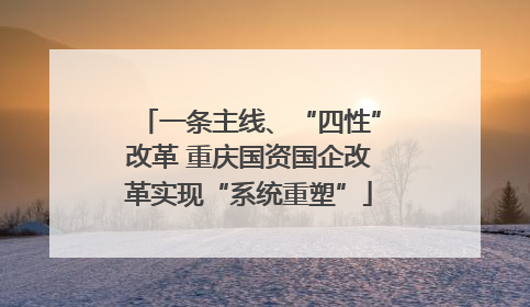一条主线、“四性”改革 重庆国资国企改革实现“系统重塑”
