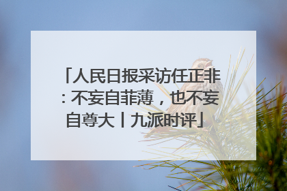 人民日报采访任正非：不妄自菲薄，也不妄自尊大丨九派时评