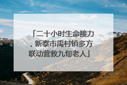 二十小时生命接力，新泰市禹村镇多方联动营救九旬老人