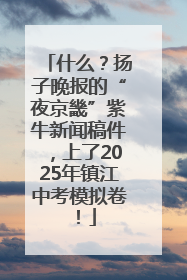 什么？扬子晚报的“夜京畿”紫牛新闻稿件，上了2025年镇江中考模拟卷！