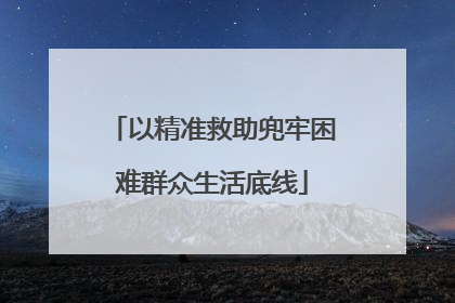 以精准救助兜牢困难群众生活底线