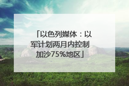 以色列媒体：以军计划两月内控制加沙75%地区