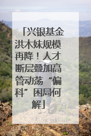 兴银基金洪木妹规模再降！人才断层叠加高管动荡“偏科”困局何解