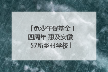 免费午餐基金十四周年 惠及安徽57所乡村学校