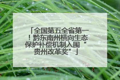 全国第五全省第一！黔东南州横向生态保护补偿机制入围“贵州改革奖”