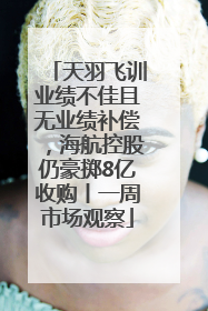 天羽飞训业绩不佳且无业绩补偿，海航控股仍豪掷8亿收购丨一周市场观察