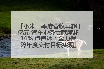 小米一季度营收再超千亿元 汽车业务贡献度超16% 卢伟冰：全力保障年度交付目标实现