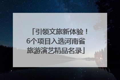 引领文旅新体验！6个项目入选河南省旅游演艺精品名录