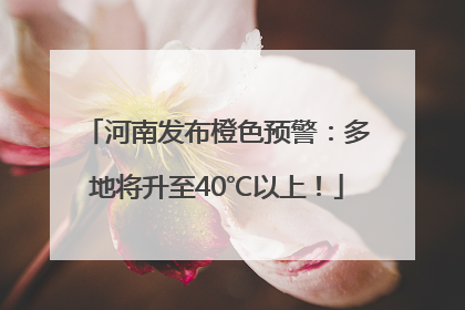 河南发布橙色预警：多地将升至40℃以上！