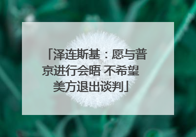泽连斯基：愿与普京进行会晤 不希望美方退出谈判