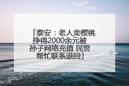 泰安：老人卖樱桃挣得2000余元被孙子网络充值 民警帮忙联系退回