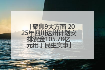 聚焦9大方面 2025年四川达州计划安排资金105.78亿元用于民生实事