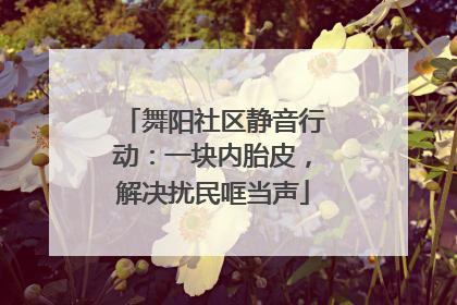 舞阳社区静音行动：一块内胎皮，解决扰民哐当声