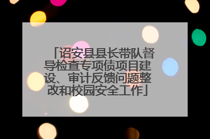 诏安县县长带队督导检查专项债项目建设、审计反馈问题整改和校园安全工作