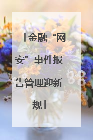 金融“网安”事件报告管理迎新规