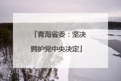 青海省委：坚决拥护党中央决定