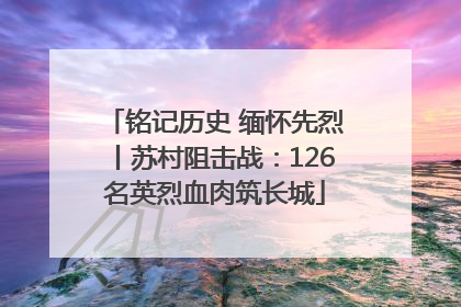 铭记历史 缅怀先烈丨苏村阻击战：126名英烈血肉筑长城