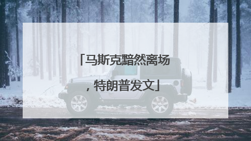 马斯克黯然离场，特朗普发文