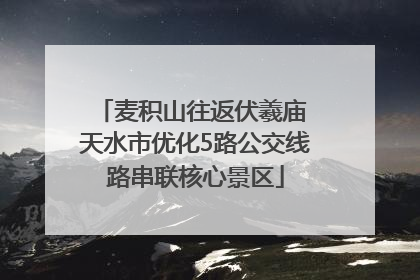 麦积山往返伏羲庙 天水市优化5路公交线路串联核心景区