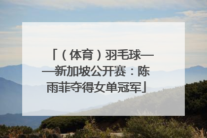 （体育）羽毛球——新加坡公开赛：陈雨菲夺得女单冠军