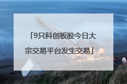 9只科创板股今日大宗交易平台发生交易